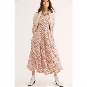 Free People Red Floral Prairie Midi Dress NEW
